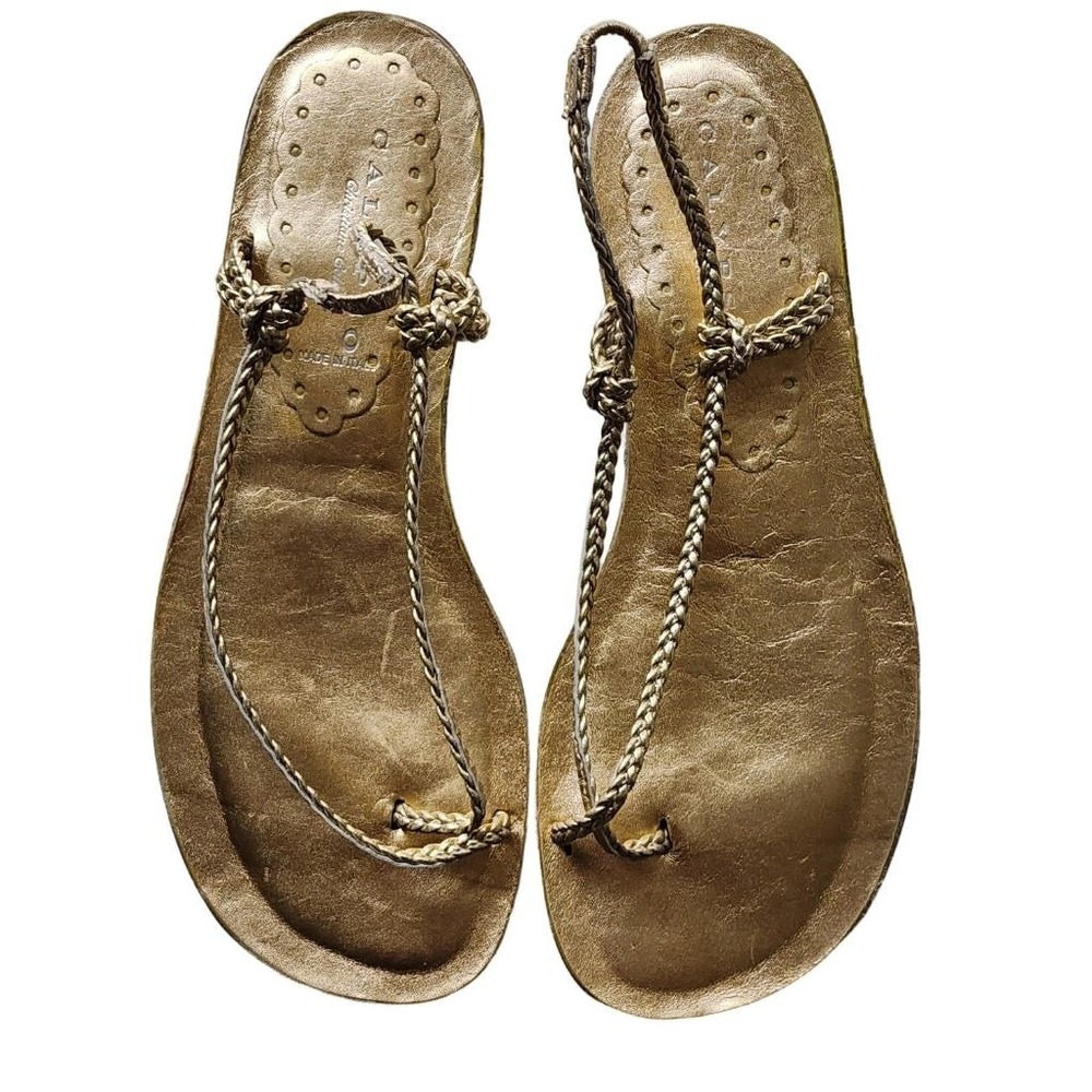 CALYPSO Christine Celle Gold Metallic Braided Flat Thong Sandals 36 5.5
